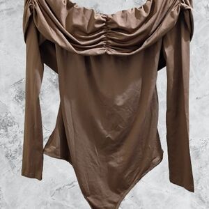 NWOT Elegant Brown Off-Shoulder Women's Bodysuit